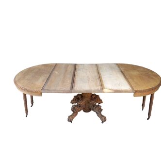 Solid oak pedestal table 215 cm