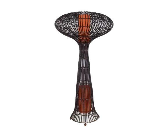 Vintage rattan mushroom floor lamp