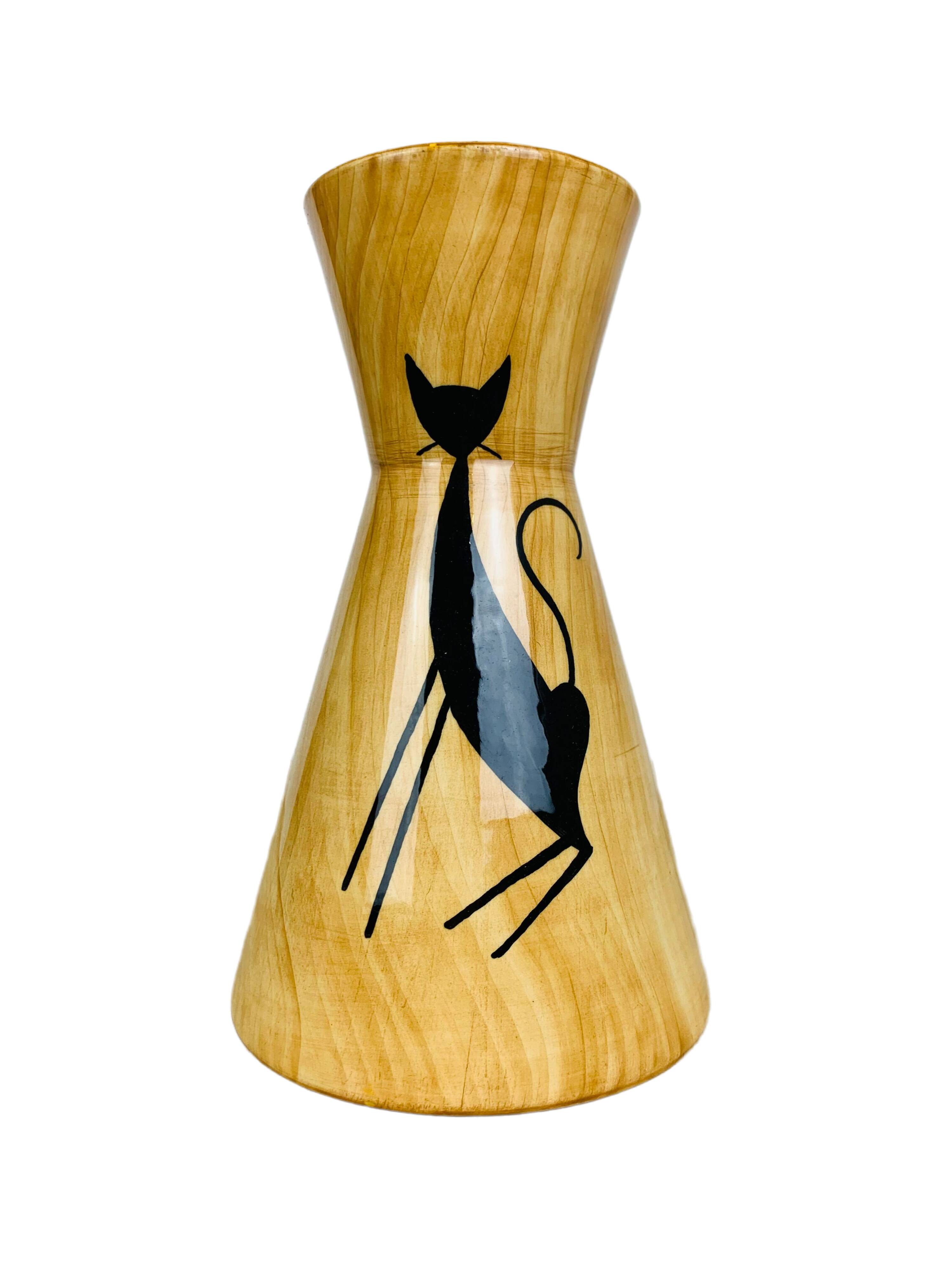 Vase Grandjean Jourdan form diabolo cat, ceramic wood effect