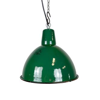 Industrial Green Enamel Factory Lamp, 1960s