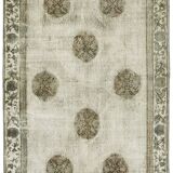 Handmade distressed anatolian 1980s 153 cm x 269 cm grey rug