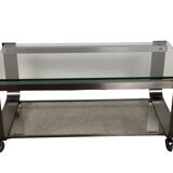 Table basse en aluminium chromé brossé vintage 1970