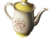 Coffee maker lunéville yellow gilding pink flowers