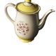 Cafetière lunéville jaune dorure fleurs roses