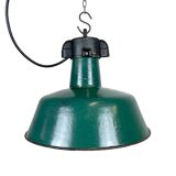 Industrial Green Enamel Factory Lamp with Cast Iron Top, 1960s