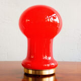 Space age czechoslovak opaline red glass table lamp, 1970s