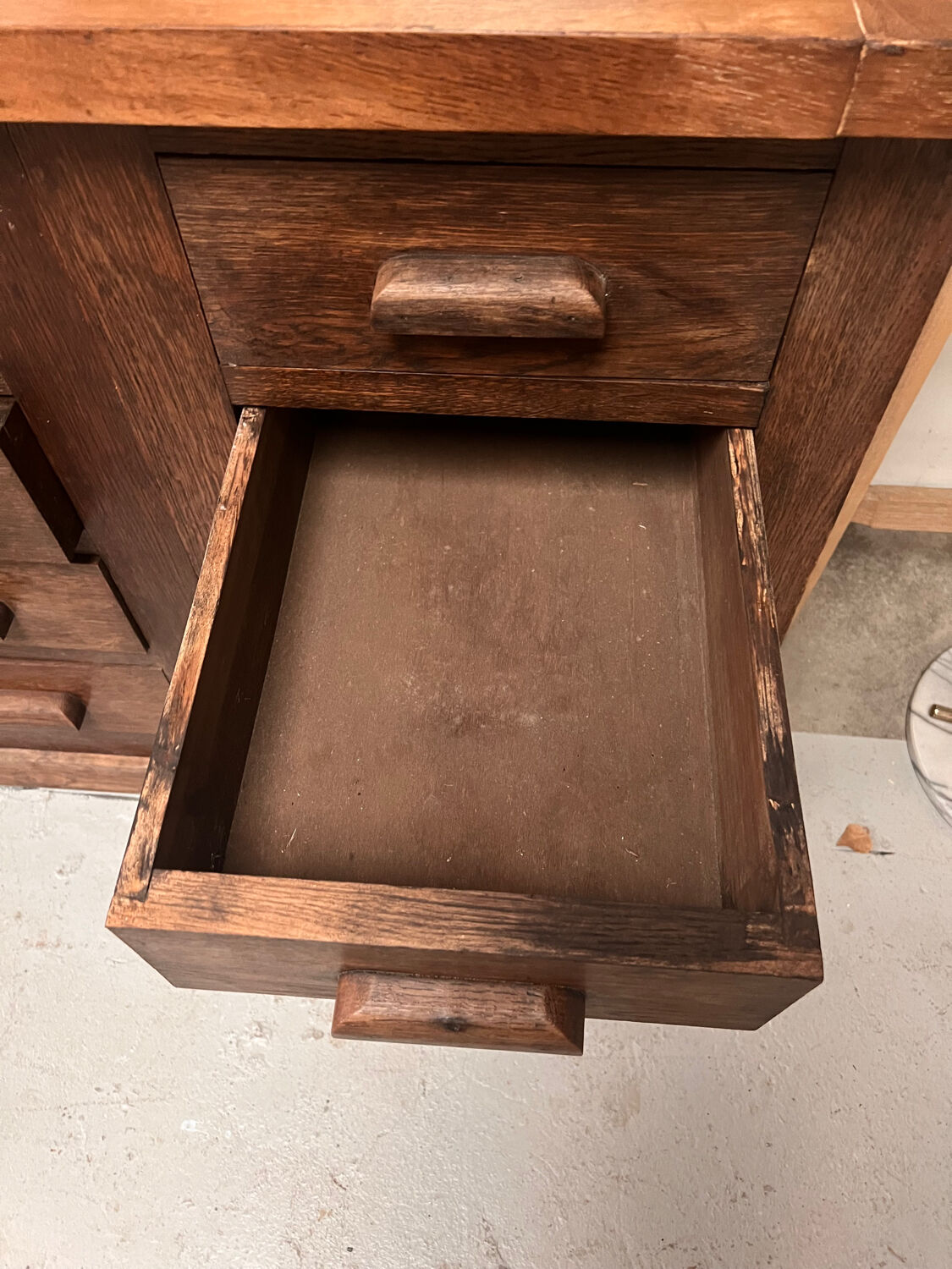 Old oak haberdashery counter