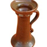 Varnished terracotta spool candlestick