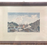 Gravure ancienne, vue du port de Morlaix , XX siècle