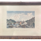 Antique engraving, view of the port of Morlaix, XX century