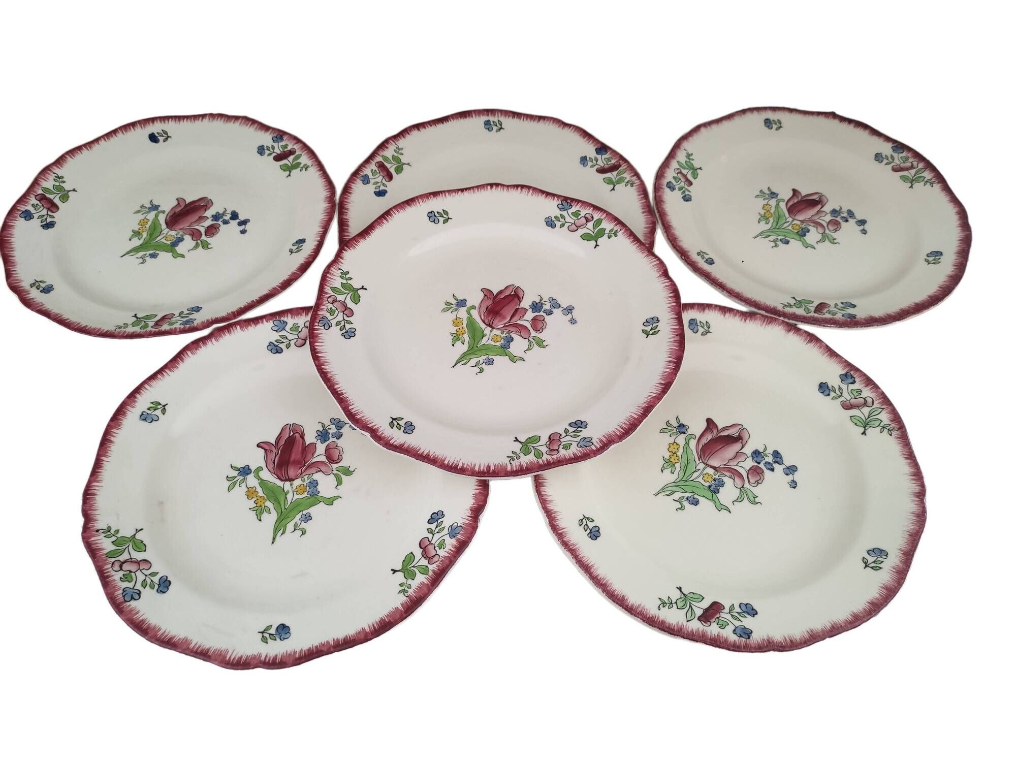 Set of 6 flat plates Gien France Lorraine model