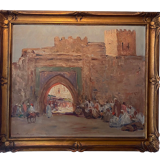 Old painting, orientalist landscape, signed marcel canet (1875- 1959)