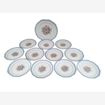 Service à dessert 11 personnes 12 pièces en porcelaine de Limoges B&Cie