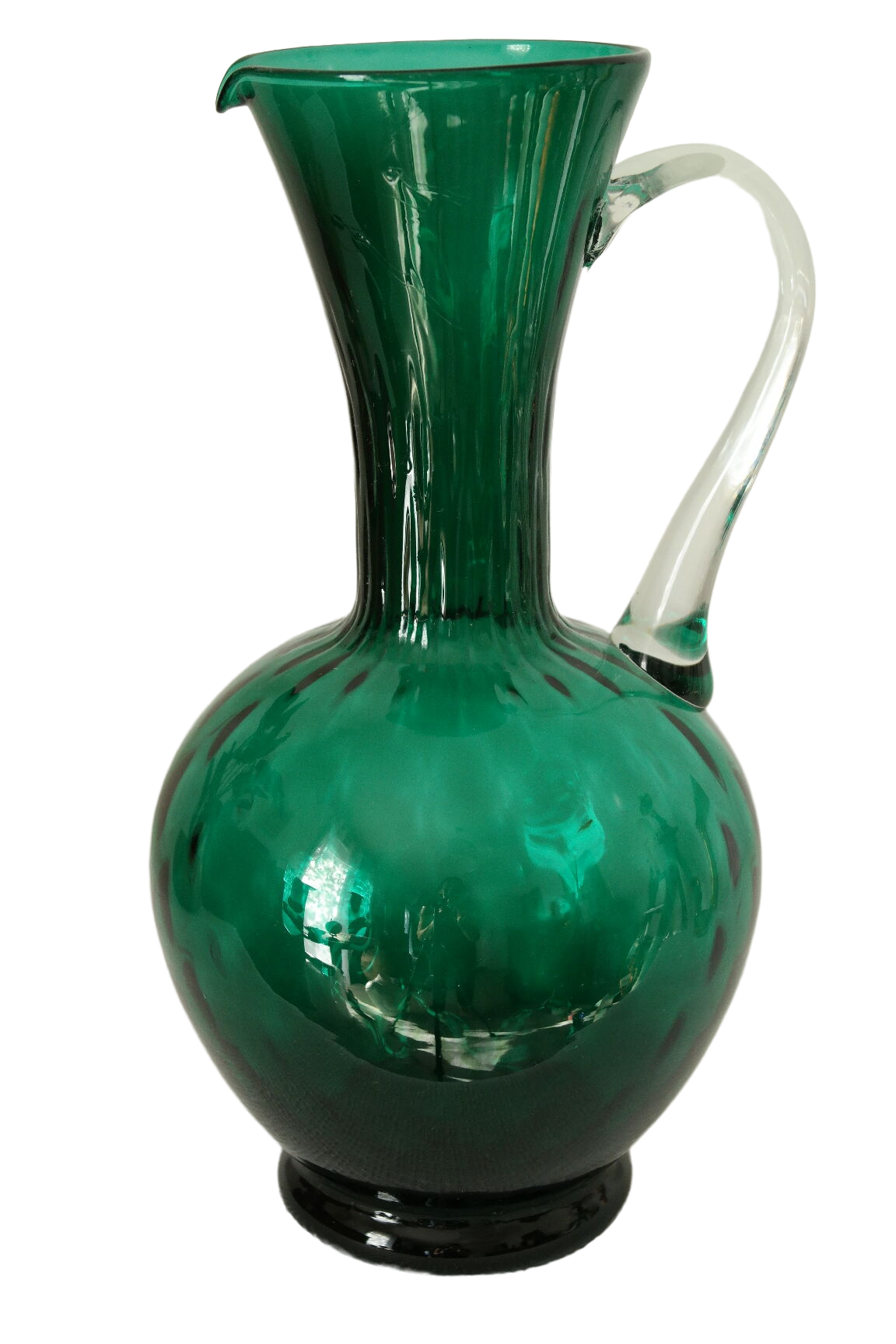 Vintage green blown glass jug vase