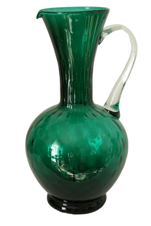 Vase cruche en verre soufflé vert