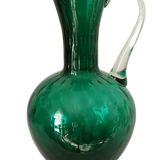 Vintage green blown glass jug vase