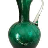 Vintage green blown glass jug vase
