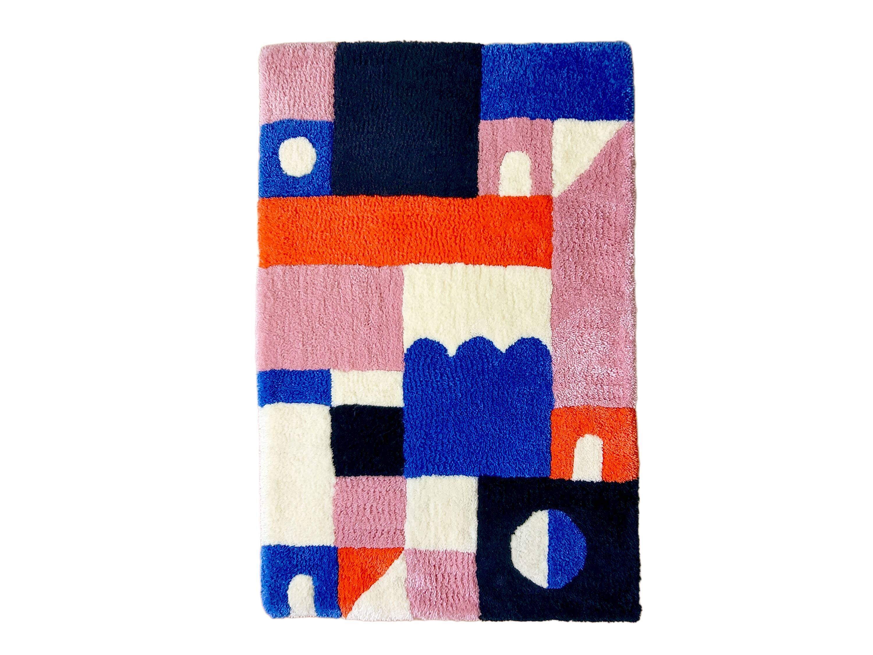 Tapis tufté rectangulaire géométrique 90x60cm