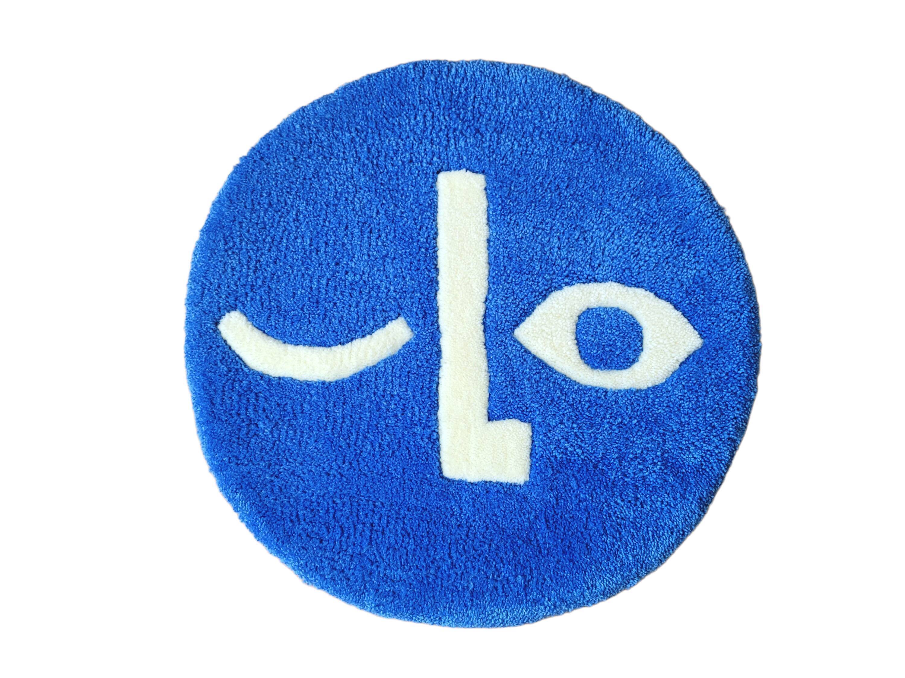Round carpet face blue 54x54cm