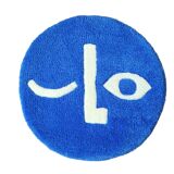 Tapis rond visage bleu 54x54cm