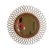 Vintage rattan sun mirror