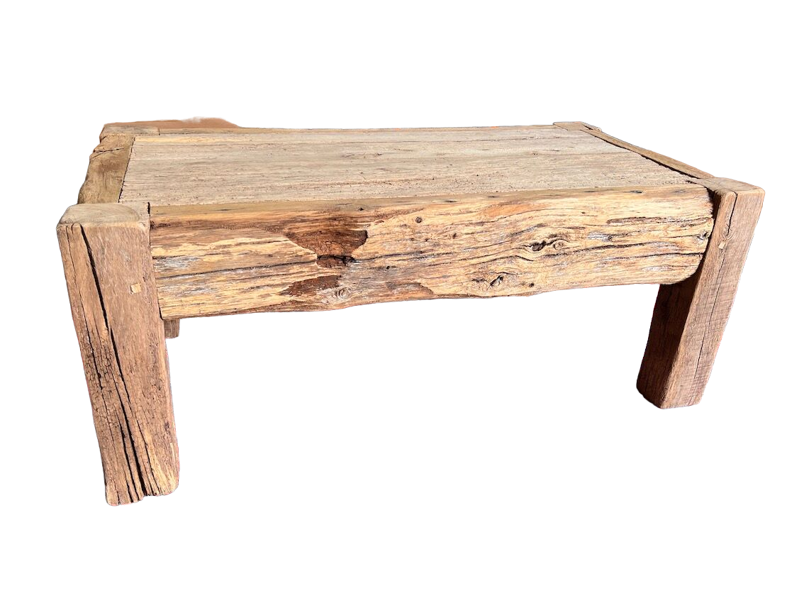 Artisanal vintage coffee table in solid wood