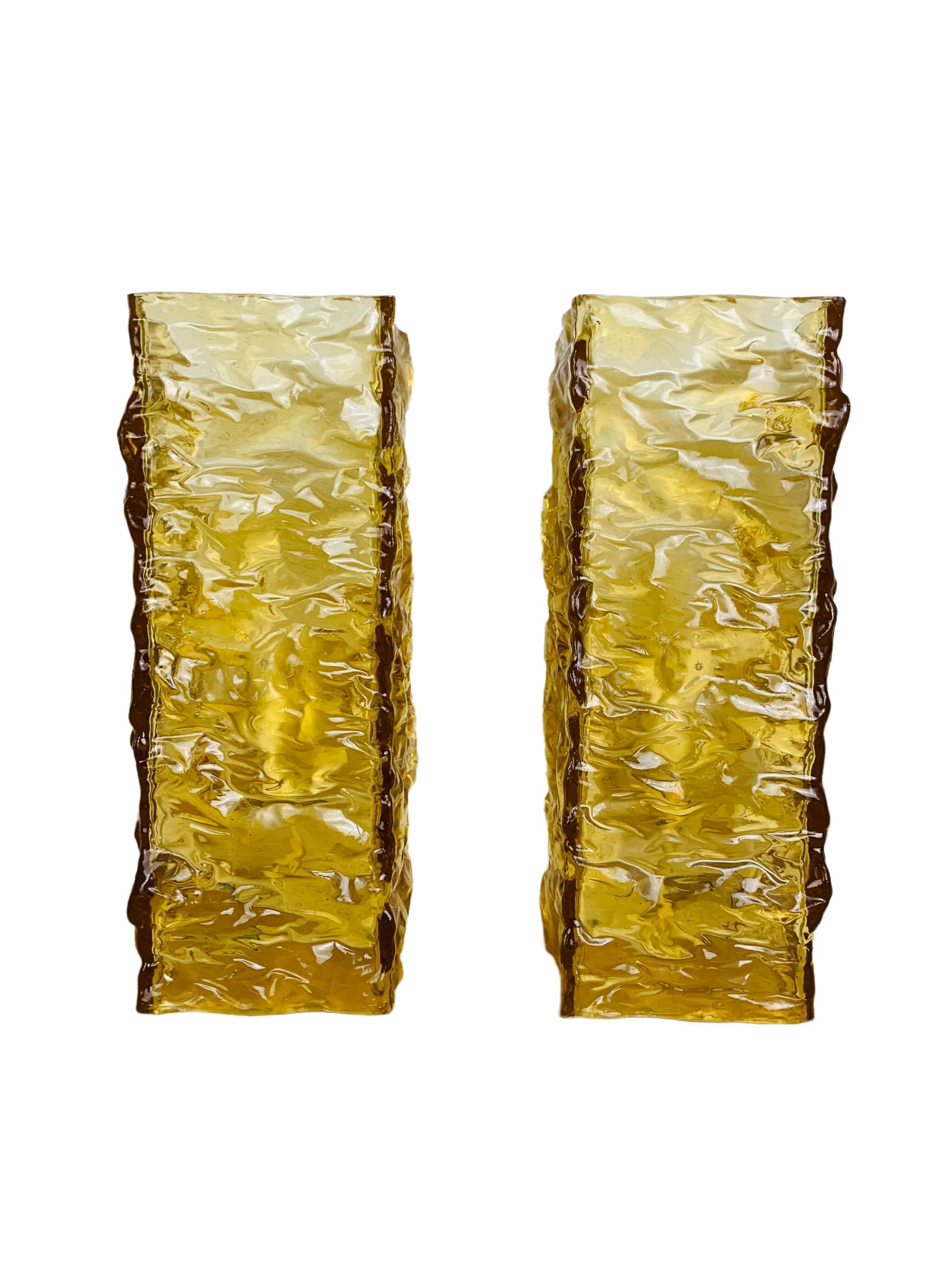 Pair of vintage amber resin wall lamps