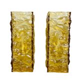 Pair of vintage amber resin wall lamps