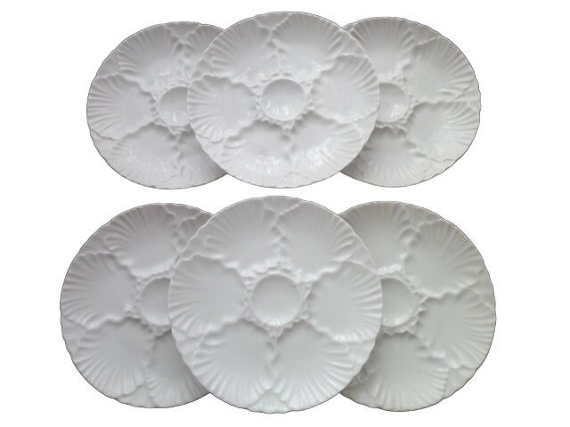 Set of 6 oyster plates in Bavarian porcelain Bareuther