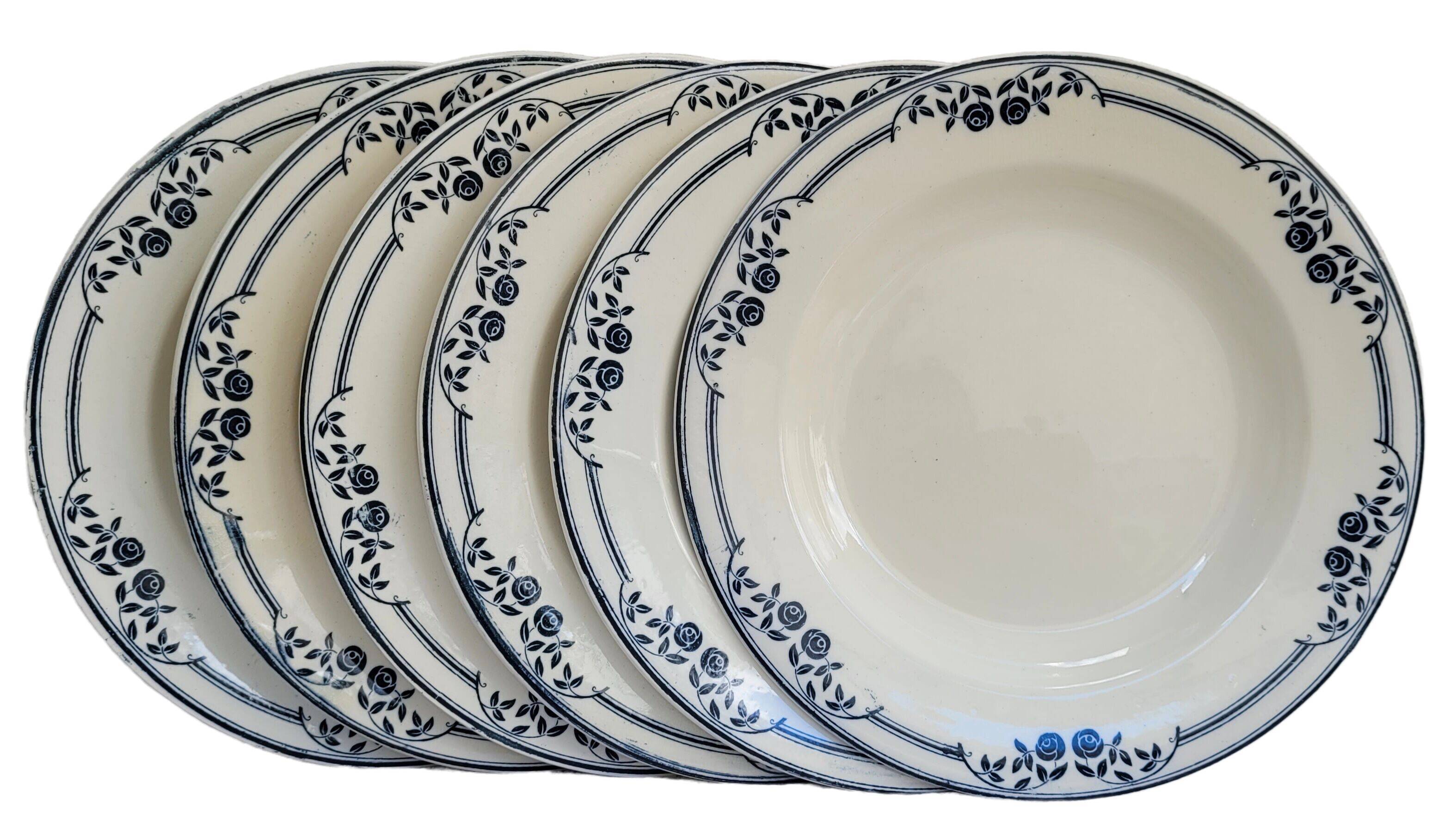 Set of 6 hollow plates Salins Model Saussure A.B.Terre de Fer