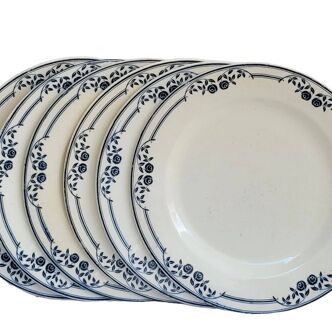 Set of 6 flat plates Salins Model Saussure A.B. Iron Earth