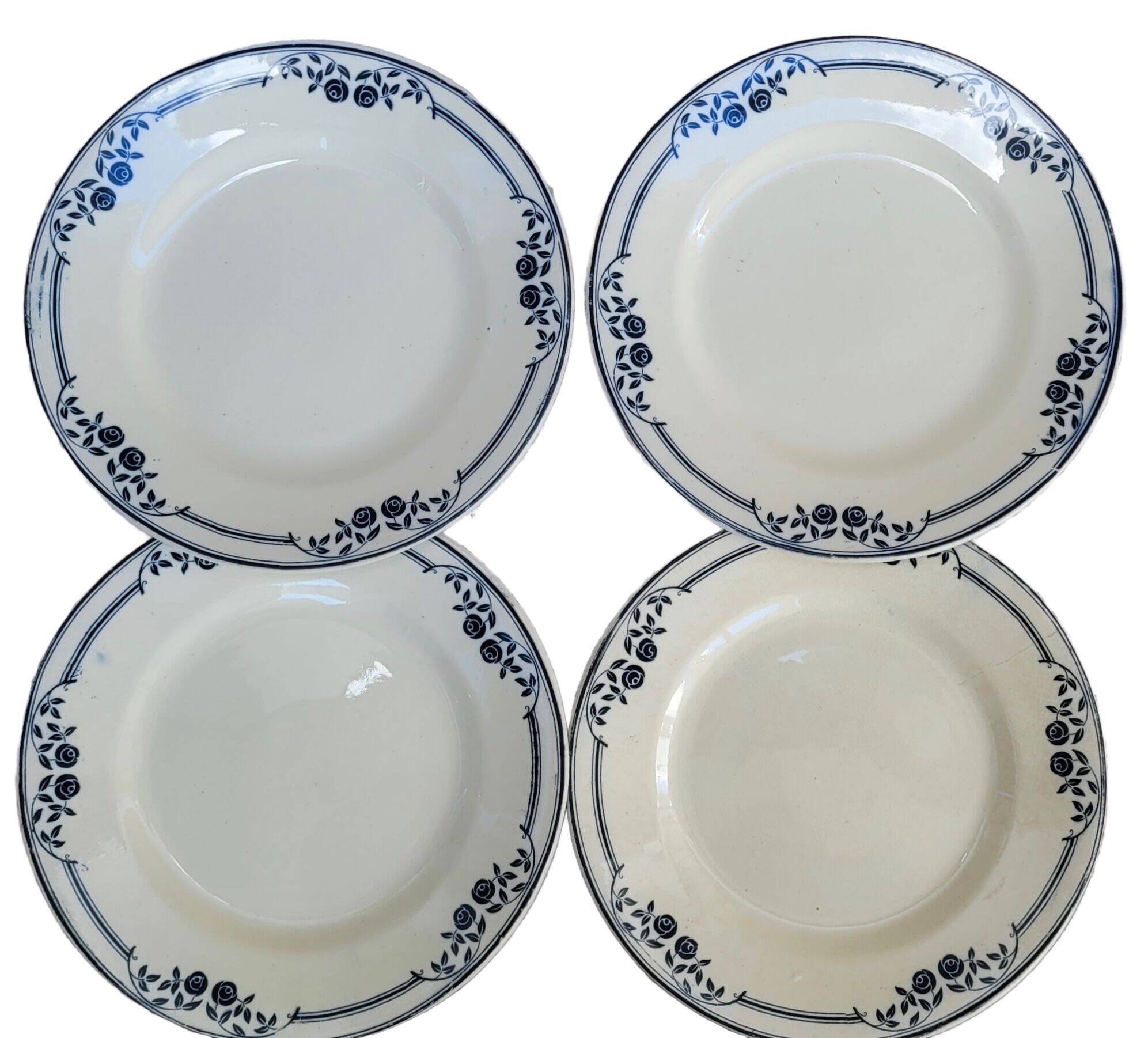 Set of 4 dessert plates Salins Model Saussure A.B. Terre de Fer