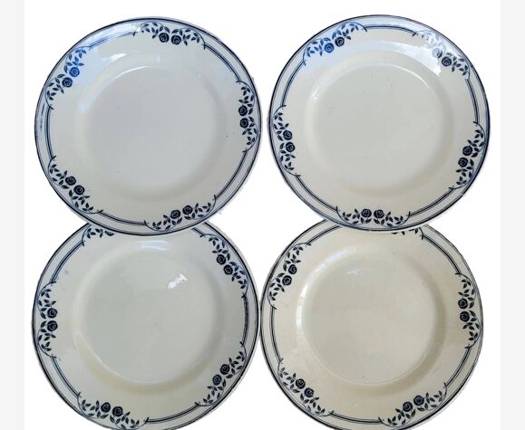 Ensemble de 4 assiettes à dessert Salins Modèle Saussure A.B. Terre de Fer
