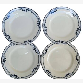 Set of 4 dessert plates Salins Model Saussure A.B. Terre de Fer