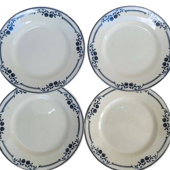 Set of 4 dessert plates Salins Model Saussure A.B. Terre de Fer