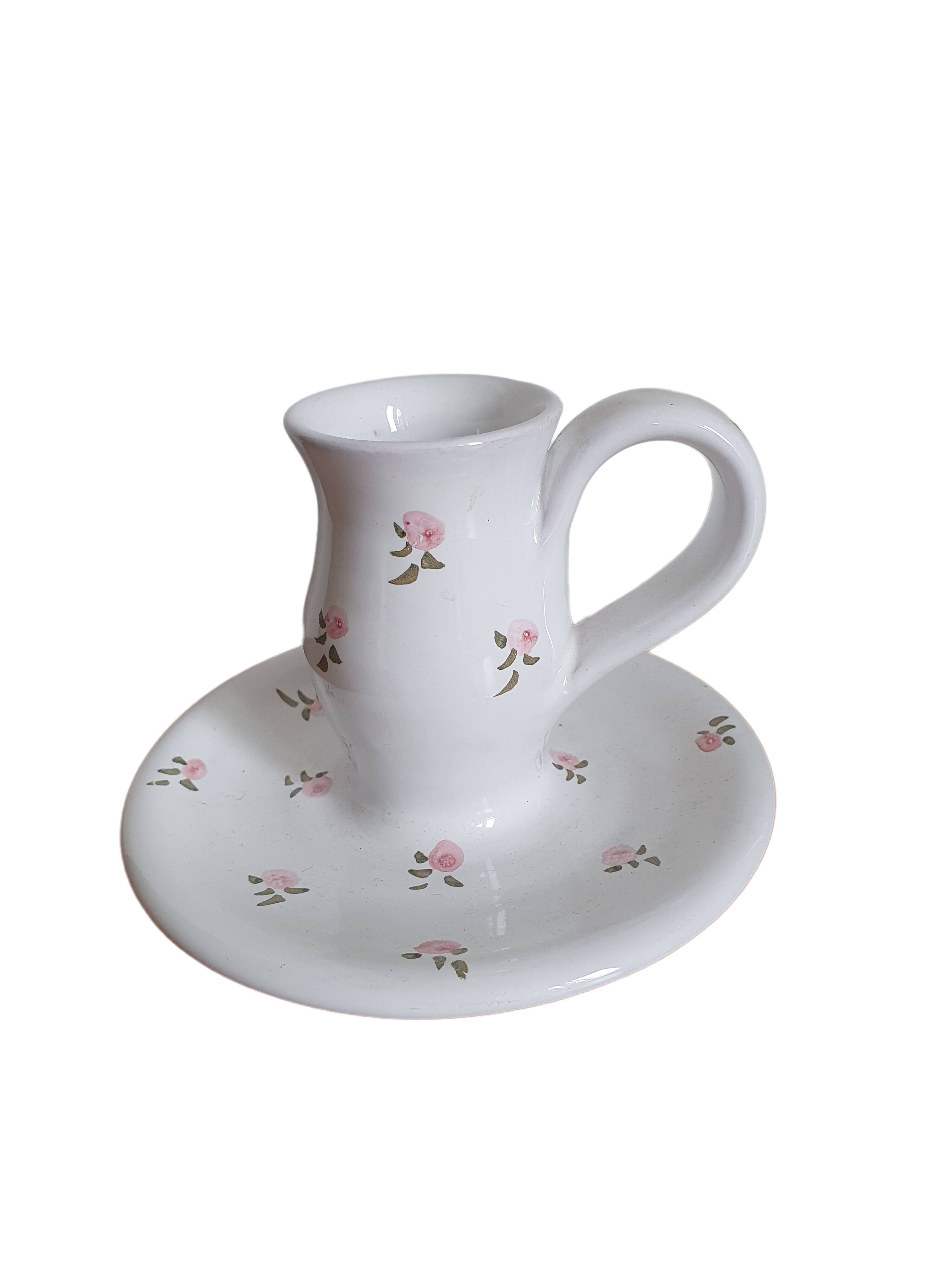 Ceramic candle holder flowers pattern