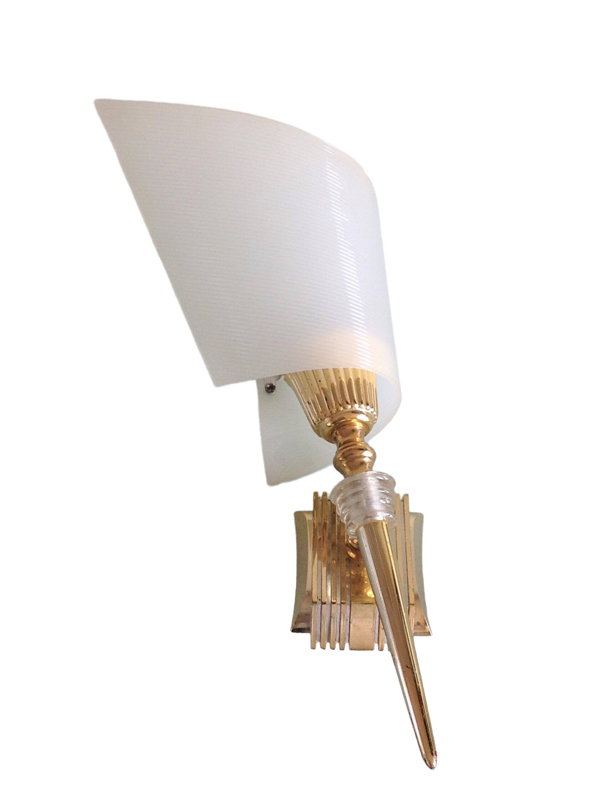 White / vintage perspex wall lamp 50s-60s