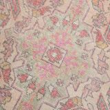 4x7 Vintage Small Size Area Faded Coral Red Turkish Vintage Rug, 127x223 Cm