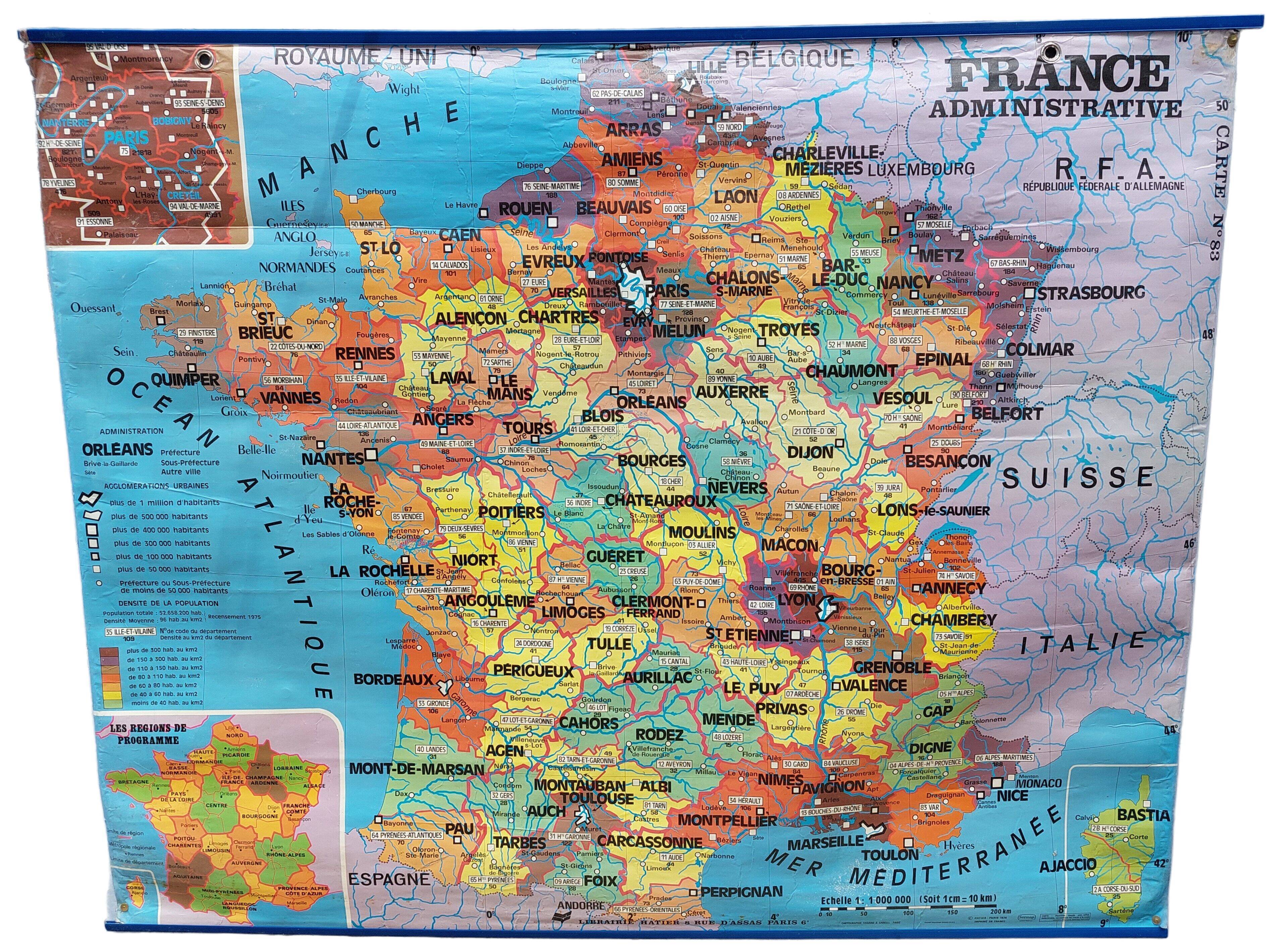School map of 1976 administrative france
