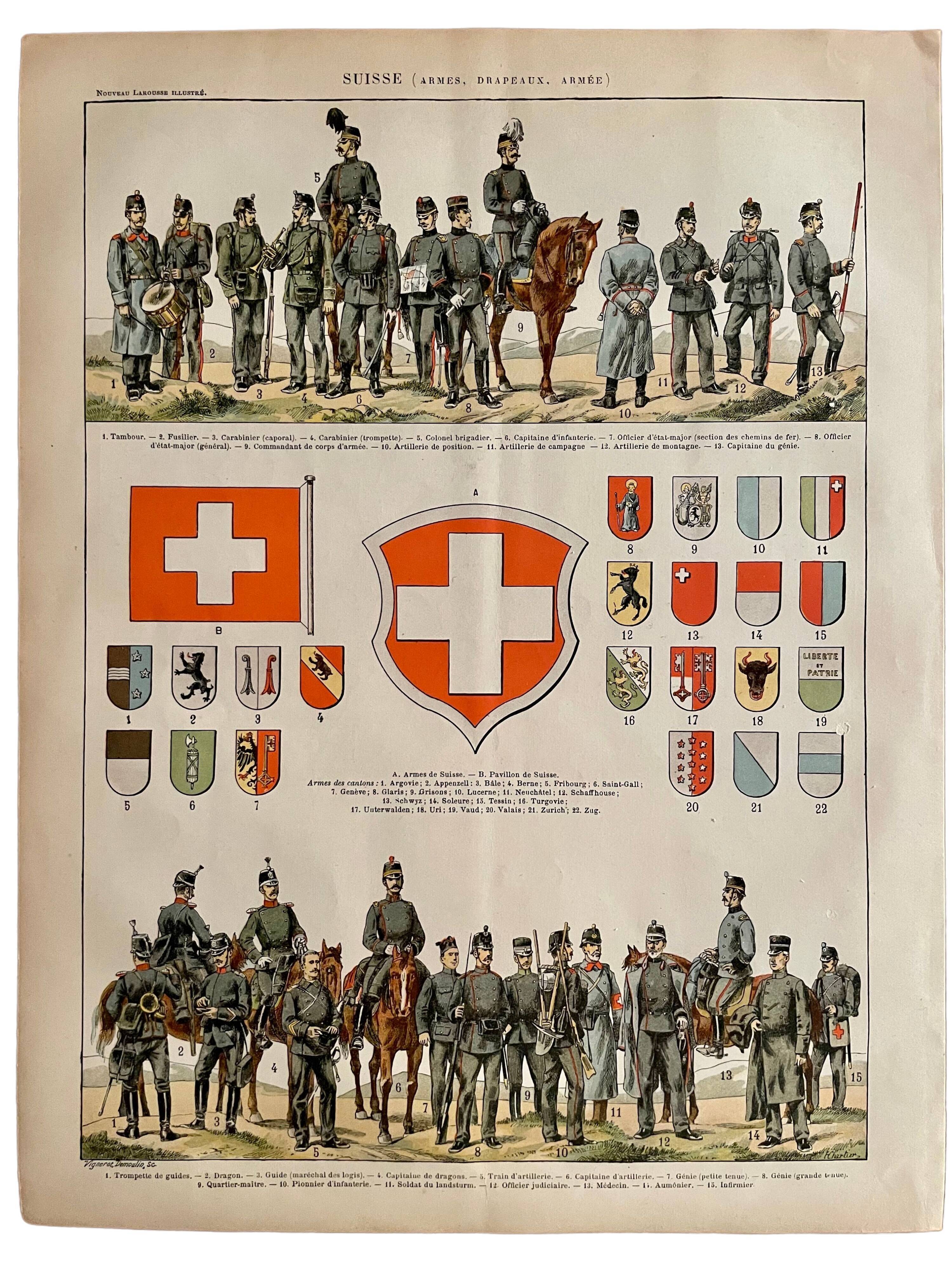 Lithograph engraving on Switzerland from 1897