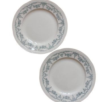 2 Louis XVI style ironstone dessert plates by U&C Sarreguemines