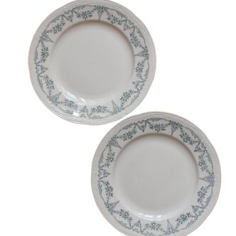 2 dessert plates in iron earth "Louis XVI" U&C Sarreguemines