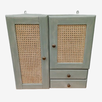 Armoire de toilette bois / cannage