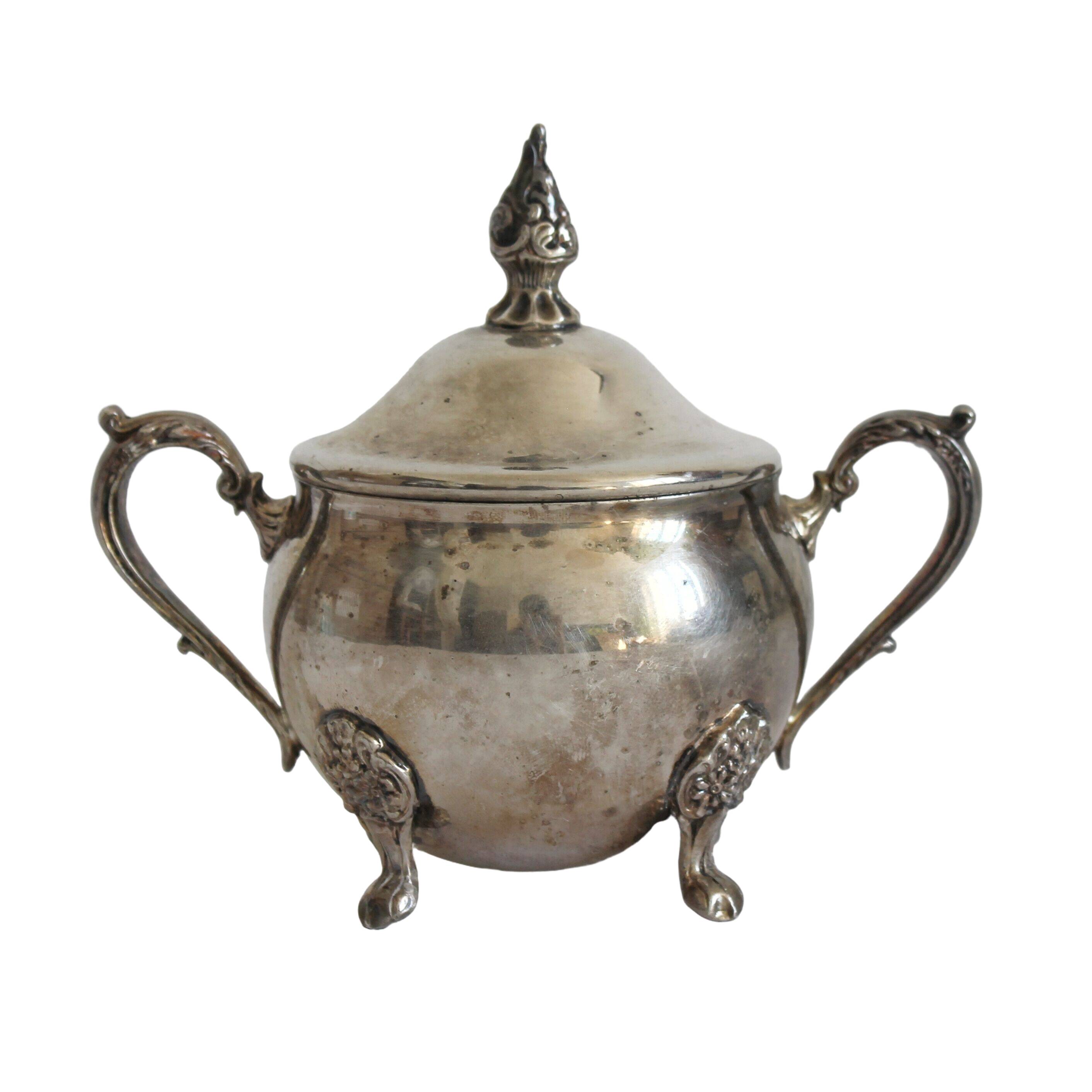 Old silver metal sugar bowl Viners