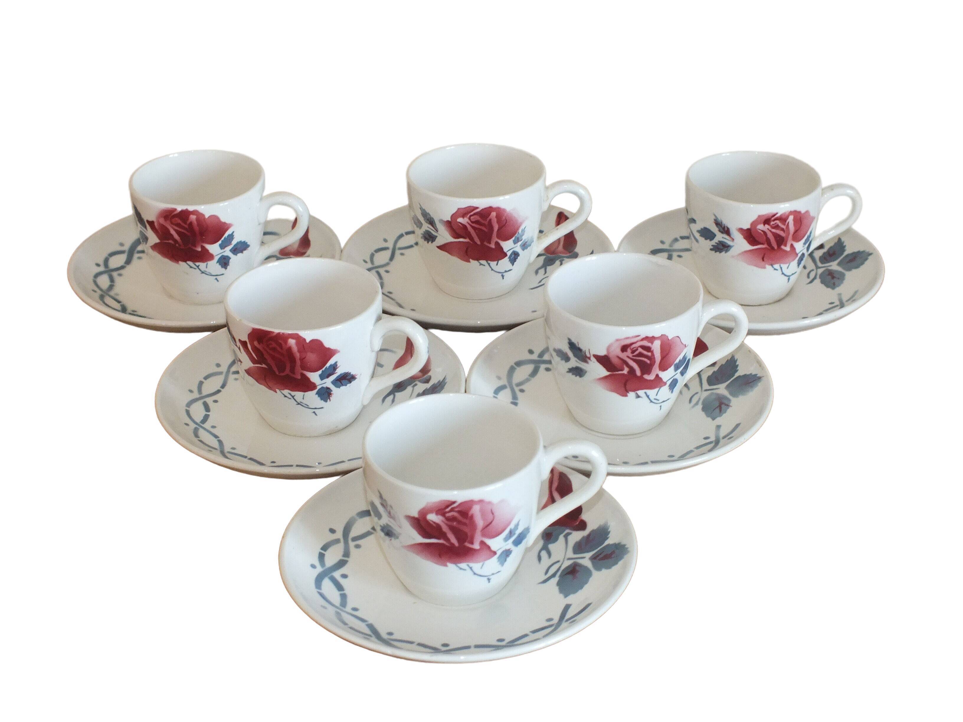 6 vintage coffee cups Sarreguemines and Digoin