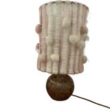 Stoneware lamp and lampshade in vintage wool