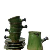 Coffee service signed Poterie de Marnaz including cups and pitcher in glazed terracotta