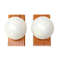 Pair of wood sconces and opaque white glass, 70s