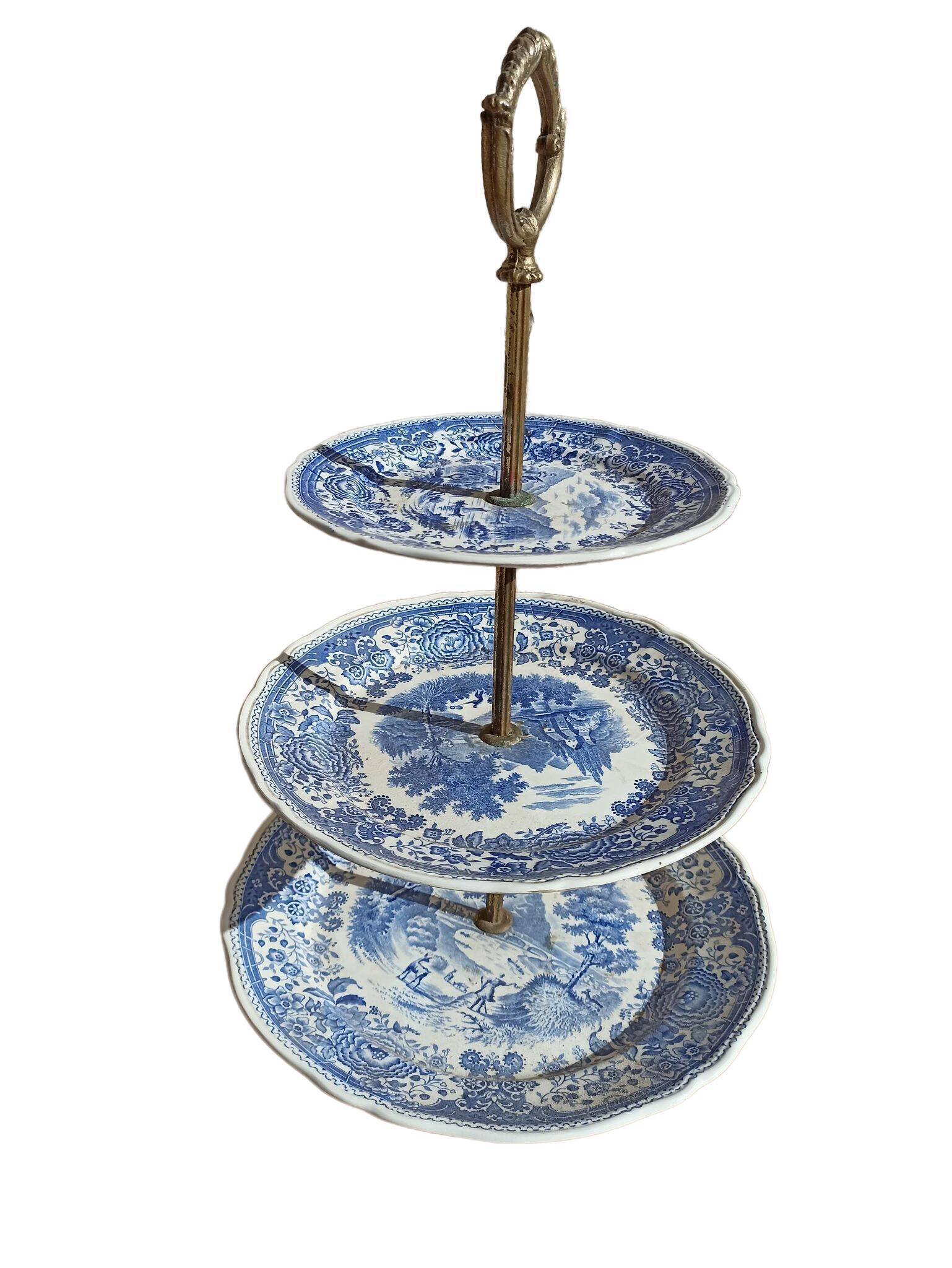 Serviteur 3 plateaux villeroy & boch burgenland de couleur bleu