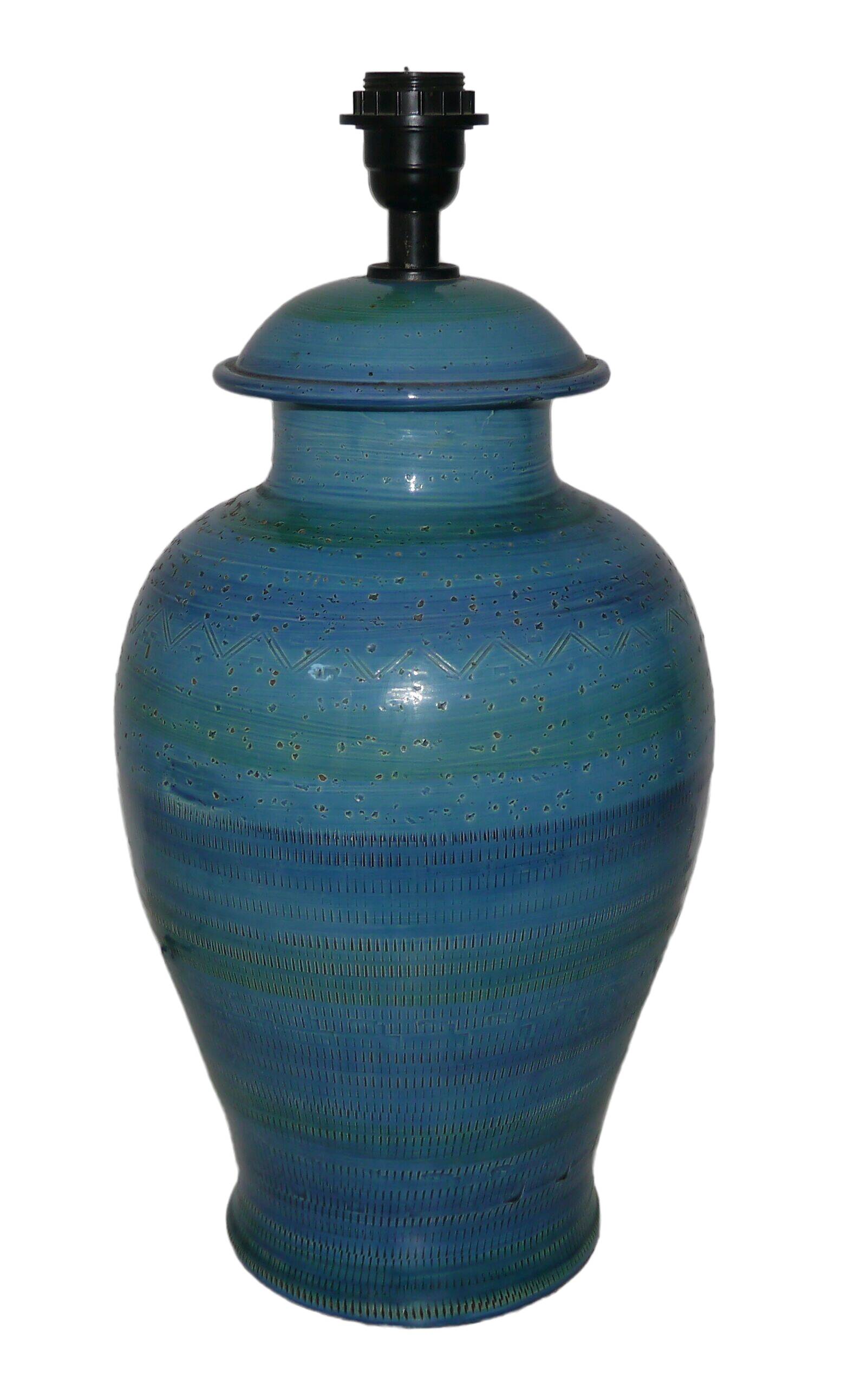 Ceramic lamp foot by Aldo Londi for Bistossi in the Rimini blue series